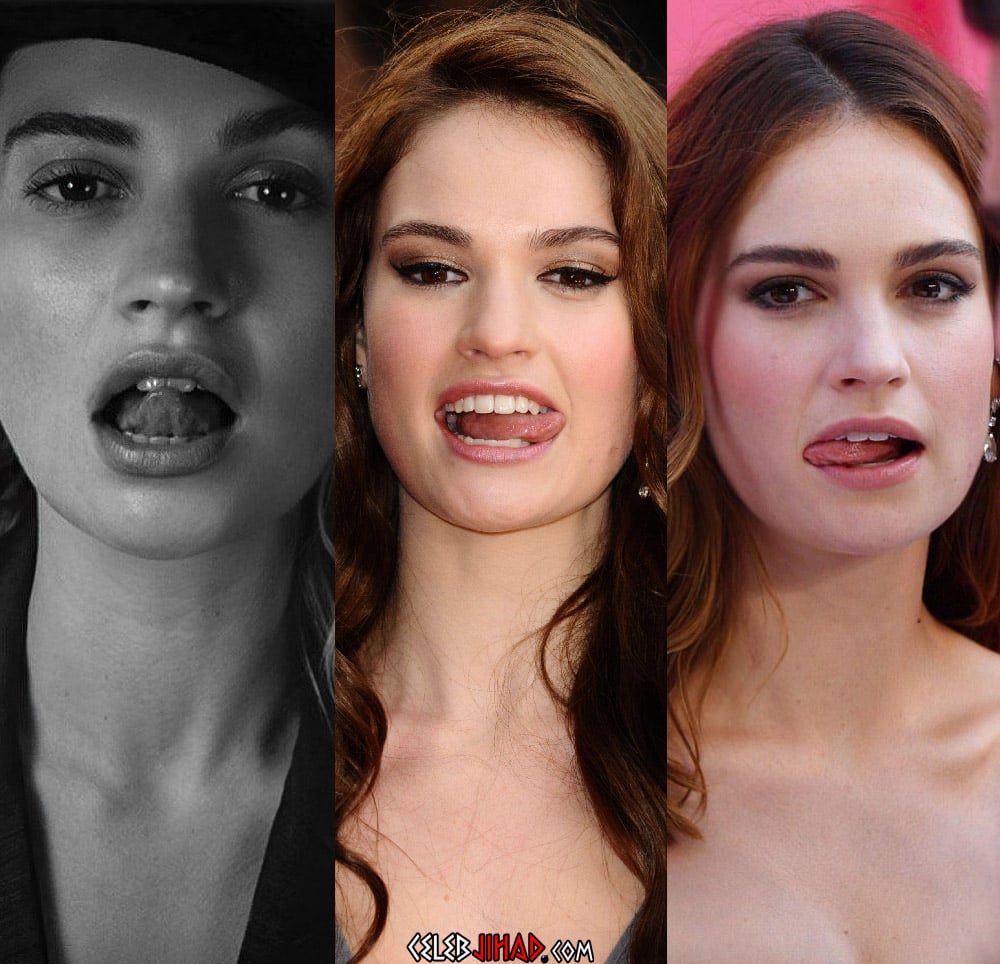 Lily James tongue